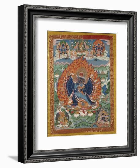 A Fine Tibetan Thang.ka Depicting Vajrabhairava with His 18 Legs and 36 Arms 18th Century-null-Framed Giclee Print