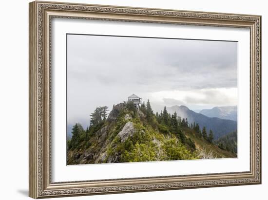 A Fire Lookout Tower In The North Cascades Of Washington On A Cloudy Afternoon-Michael Hanson-Framed Photographic Print