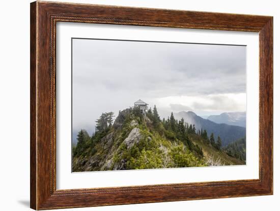 A Fire Lookout Tower In The North Cascades Of Washington On A Cloudy Afternoon-Michael Hanson-Framed Photographic Print