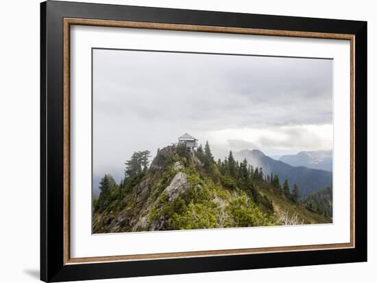 A Fire Lookout Tower In The North Cascades Of Washington On A Cloudy Afternoon-Michael Hanson-Framed Photographic Print