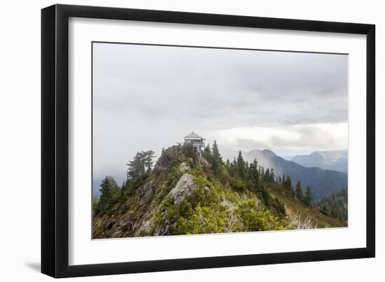 A Fire Lookout Tower In The North Cascades Of Washington On A Cloudy Afternoon-Michael Hanson-Framed Photographic Print