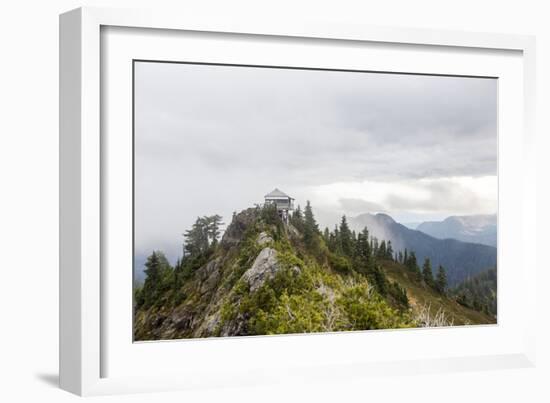 A Fire Lookout Tower In The North Cascades Of Washington On A Cloudy Afternoon-Michael Hanson-Framed Photographic Print