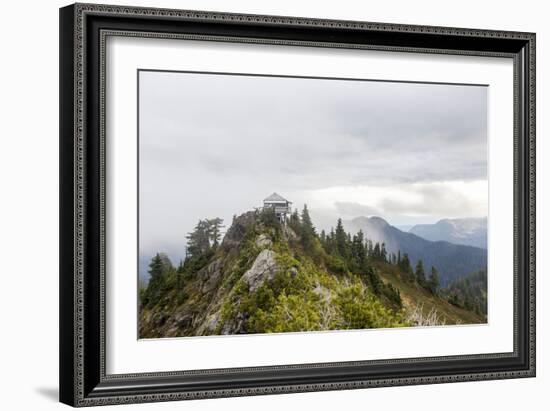 A Fire Lookout Tower In The North Cascades Of Washington On A Cloudy Afternoon-Michael Hanson-Framed Photographic Print