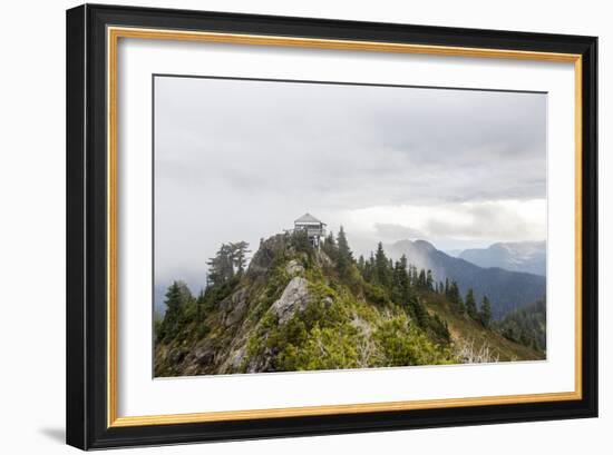 A Fire Lookout Tower In The North Cascades Of Washington On A Cloudy Afternoon-Michael Hanson-Framed Photographic Print