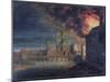 A Fire on the Ile Saint-Louis, C.1635 (Oil on Canvas)-French School-Mounted Giclee Print