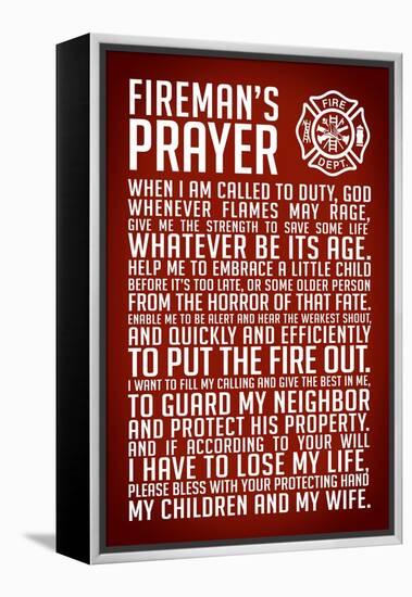 A Fireman's Prayer Plastic Sign-null-Framed Stretched Canvas