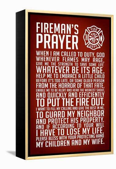 A Fireman's Prayer Plastic Sign-null-Framed Stretched Canvas