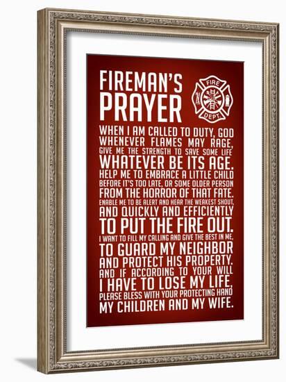 A Fireman's Prayer Plastic Sign-null-Framed Art Print