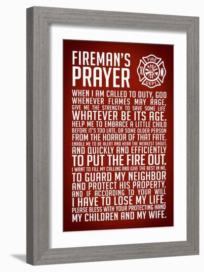 A Fireman's Prayer Plastic Sign-null-Framed Art Print