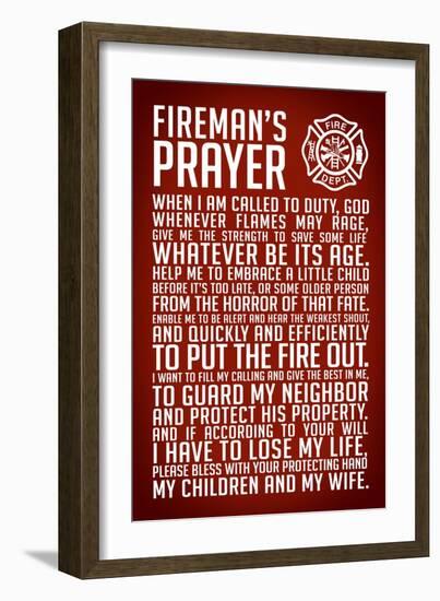 A Fireman's Prayer Plastic Sign-null-Framed Art Print