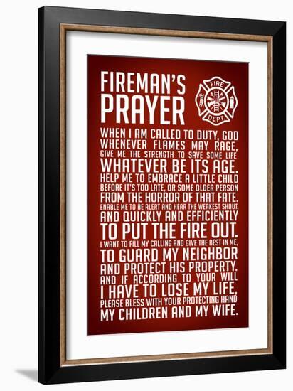 A Fireman's Prayer Plastic Sign-null-Framed Art Print