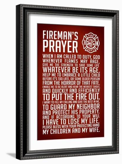 A Fireman's Prayer Plastic Sign-null-Framed Art Print