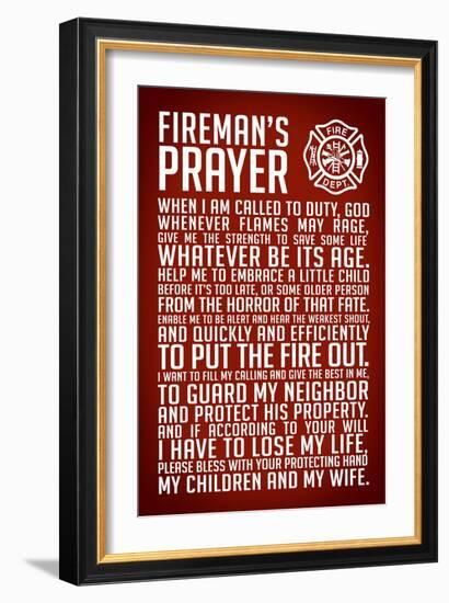 A Fireman's Prayer Plastic Sign-null-Framed Art Print