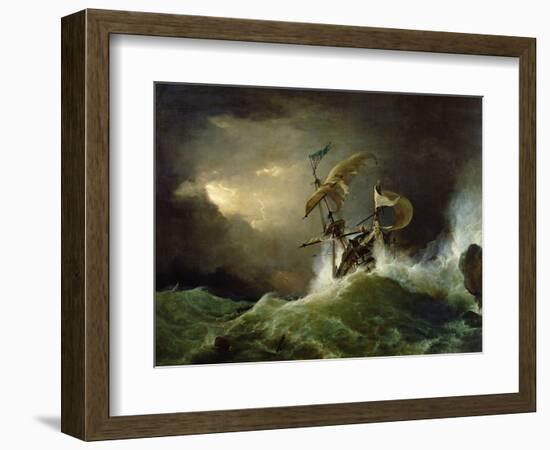 A First Rate Man-Of-War Driven onto a Reef of Rocks, Floundering in a Gale-George Philip Reinagle-Framed Giclee Print