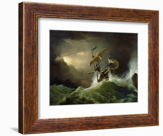 A First Rate Man-Of-War Driven onto a Reef of Rocks, Floundering in a Gale-George Philip Reinagle-Framed Giclee Print