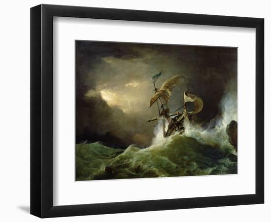 A First Rate Man-Of-War Driven onto a Reef of Rocks, Floundering in a Gale-George Philip Reinagle-Framed Giclee Print