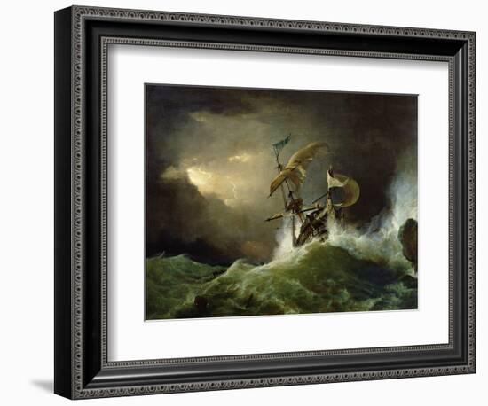 A First Rate Man-Of-War Driven onto a Reef of Rocks, Floundering in a Gale-George Philip Reinagle-Framed Giclee Print