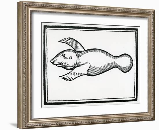 A Fish Called 'Manati' from 'La Historia General De Las Indias' 1547-Christopher Columbus-Framed Giclee Print