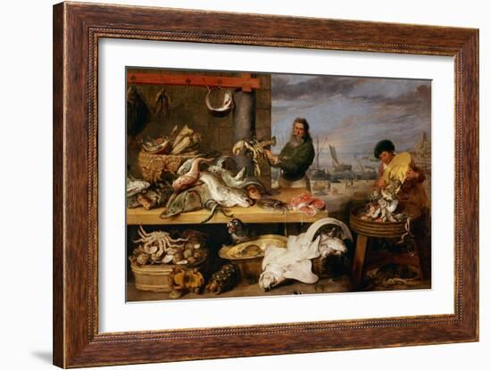 A Fish Market . (The Characters of Cornelis De Vos)-Frans Snyders-Framed Giclee Print