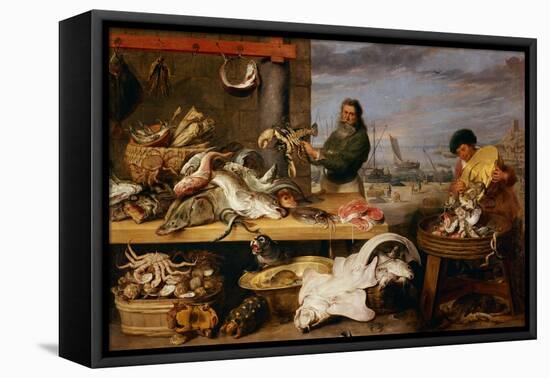 A Fish Market . (The Characters of Cornelis De Vos)-Frans Snyders-Framed Premier Image Canvas