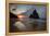 A Fisherman at Cacimba Do Padre with the Two Brothers Rock Formation at Sunset-Alex Saberi-Framed Premier Image Canvas