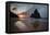 A Fisherman at Cacimba Do Padre with the Two Brothers Rock Formation at Sunset-Alex Saberi-Framed Premier Image Canvas