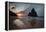 A Fisherman at Cacimba Do Padre with the Two Brothers Rock Formation at Sunset-Alex Saberi-Framed Premier Image Canvas