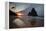 A Fisherman at Cacimba Do Padre with the Two Brothers Rock Formation at Sunset-Alex Saberi-Framed Premier Image Canvas