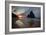 A Fisherman at Cacimba Do Padre with the Two Brothers Rock Formation at Sunset-Alex Saberi-Framed Photographic Print