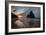 A Fisherman at Cacimba Do Padre with the Two Brothers Rock Formation at Sunset-Alex Saberi-Framed Photographic Print