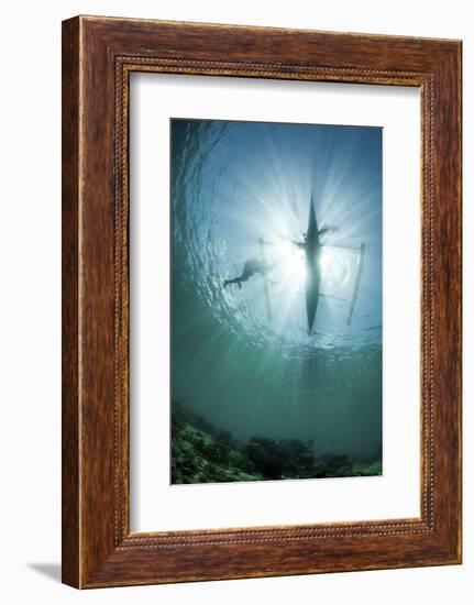 A Fisherman Uses a Wooden Outrigger Near a Remote Island in Indonesia-Stocktrek Images-Framed Photographic Print