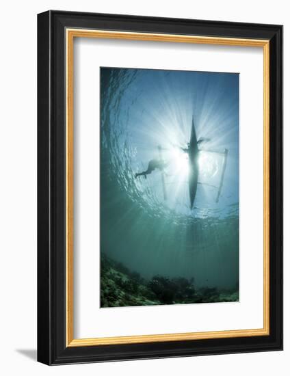 A Fisherman Uses a Wooden Outrigger Near a Remote Island in Indonesia-Stocktrek Images-Framed Photographic Print