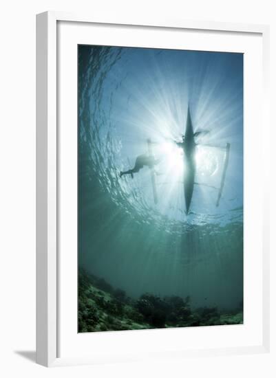 A Fisherman Uses a Wooden Outrigger Near a Remote Island in Indonesia-Stocktrek Images-Framed Photographic Print