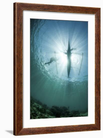 A Fisherman Uses a Wooden Outrigger Near a Remote Island in Indonesia-Stocktrek Images-Framed Photographic Print