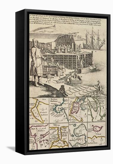 A Fishermen Colony in Newfoundland, 1709-1720, from a New and Correct Map of the World-null-Framed Premier Image Canvas