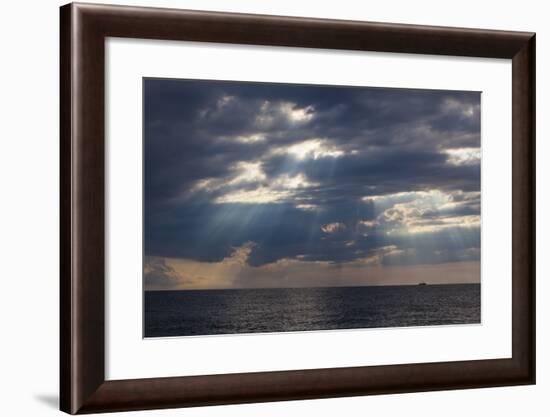 A Fishing Trawler under Storm Clouds at Duck Harbor Beach in Wellfleet, Massachusetts. Cape Cod-Jerry and Marcy Monkman-Framed Photographic Print