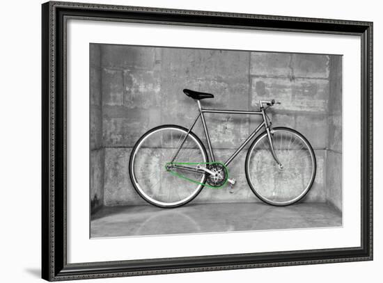 A Fixed-Gear Bicycle (Also Called Fixie) In Black And White With A Green Chain-Dutourdumonde-Framed Premium Giclee Print