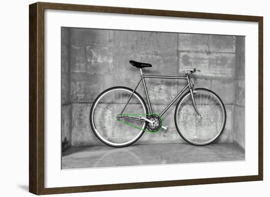 A Fixed-Gear Bicycle (Also Called Fixie) In Black And White With A Green Chain-Dutourdumonde-Framed Premium Giclee Print