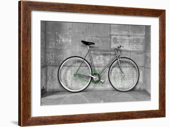 A Fixed-Gear Bicycle (Also Called Fixie) In Black And White With A Green Chain-Dutourdumonde-Framed Premium Giclee Print