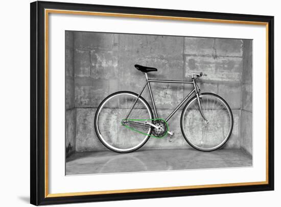 A Fixed-Gear Bicycle (Also Called Fixie) In Black And White With A Green Chain-Dutourdumonde-Framed Premium Giclee Print