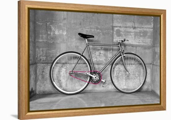 A Fixed-Gear Bicycle (Or Fixie) In Black And White With A Pink Chain-Dutourdumonde-Framed Stretched Canvas