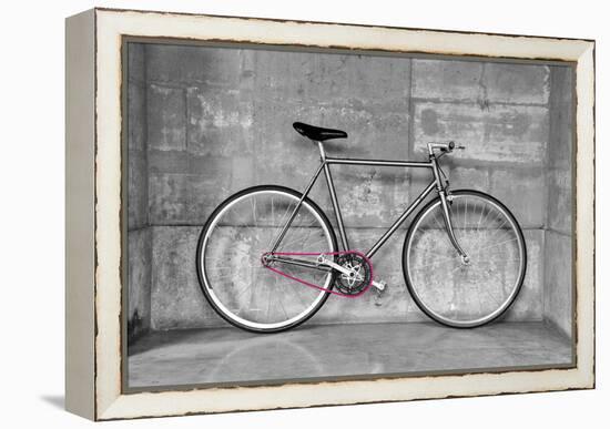 A Fixed-Gear Bicycle (Or Fixie) In Black And White With A Pink Chain-Dutourdumonde-Framed Stretched Canvas