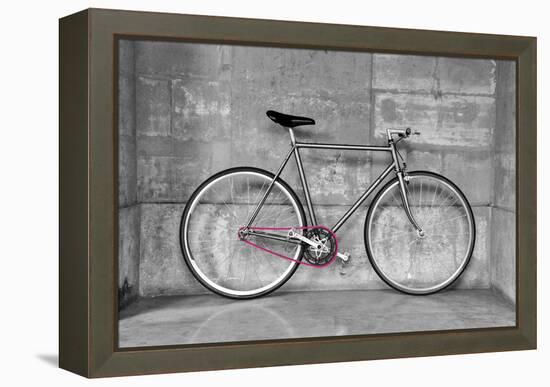 A Fixed-Gear Bicycle (Or Fixie) In Black And White With A Pink Chain-Dutourdumonde-Framed Stretched Canvas