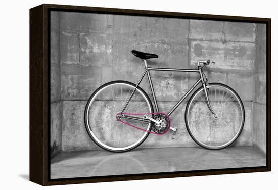 A Fixed-Gear Bicycle (Or Fixie) In Black And White With A Pink Chain-Dutourdumonde-Framed Stretched Canvas