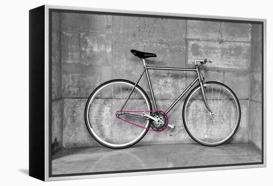 A Fixed-Gear Bicycle (Or Fixie) In Black And White With A Pink Chain-Dutourdumonde-Framed Stretched Canvas