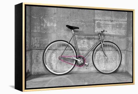 A Fixed-Gear Bicycle (Or Fixie) In Black And White With A Pink Chain-Dutourdumonde-Framed Stretched Canvas