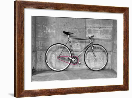 A Fixed-Gear Bicycle (Or Fixie) In Black And White With A Pink Chain-Dutourdumonde-Framed Art Print