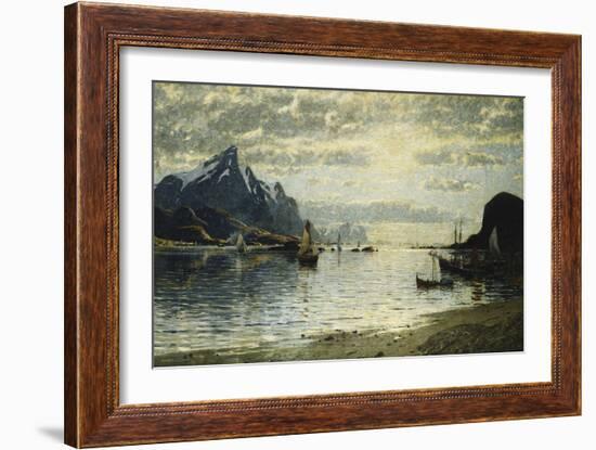 A Fjord Scene with Sailing Vessels-Normann Adelsteen-Framed Giclee Print