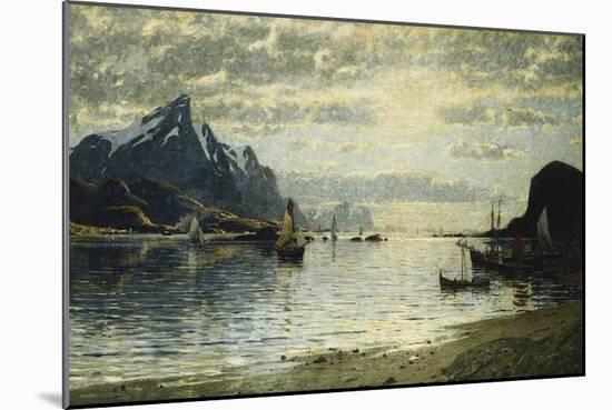 A Fjord Scene with Sailing Vessels-Normann Adelsteen-Mounted Giclee Print