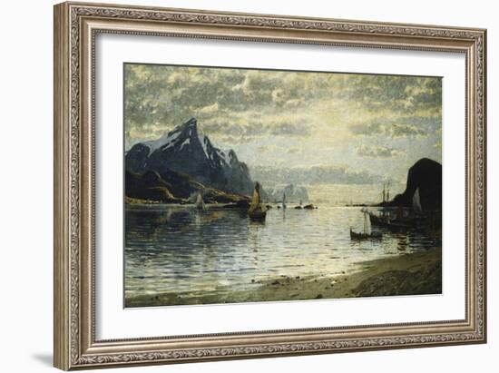 A Fjord Scene with Sailing Vessels-Adelsteen Normann-Framed Giclee Print